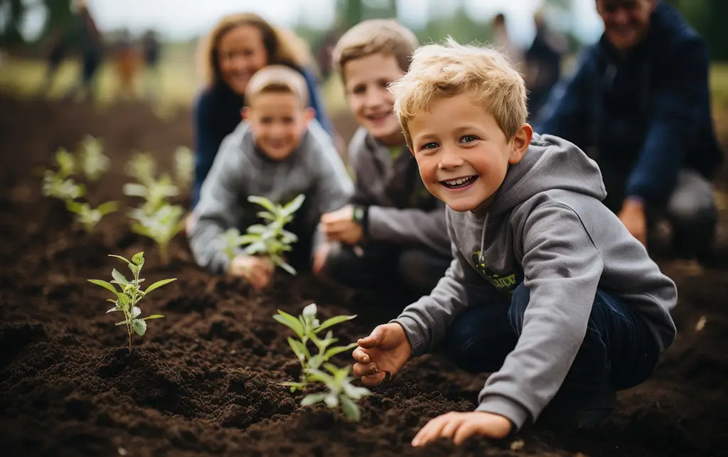 Kinder pflanzen Bäume